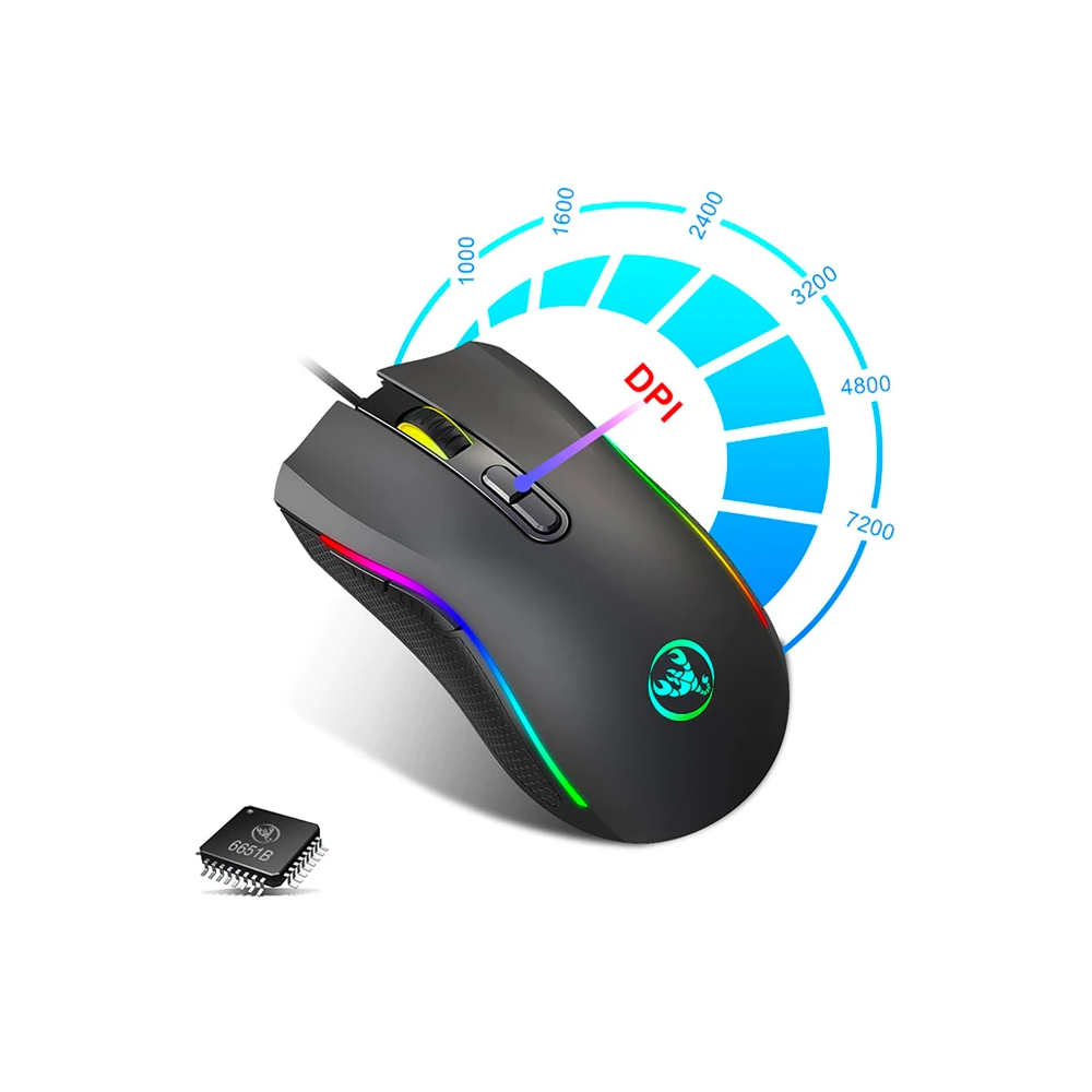 HXSJ A869 7200DPI Ayarlanabilir RGB Işık Gaming Oyuncu Mouse