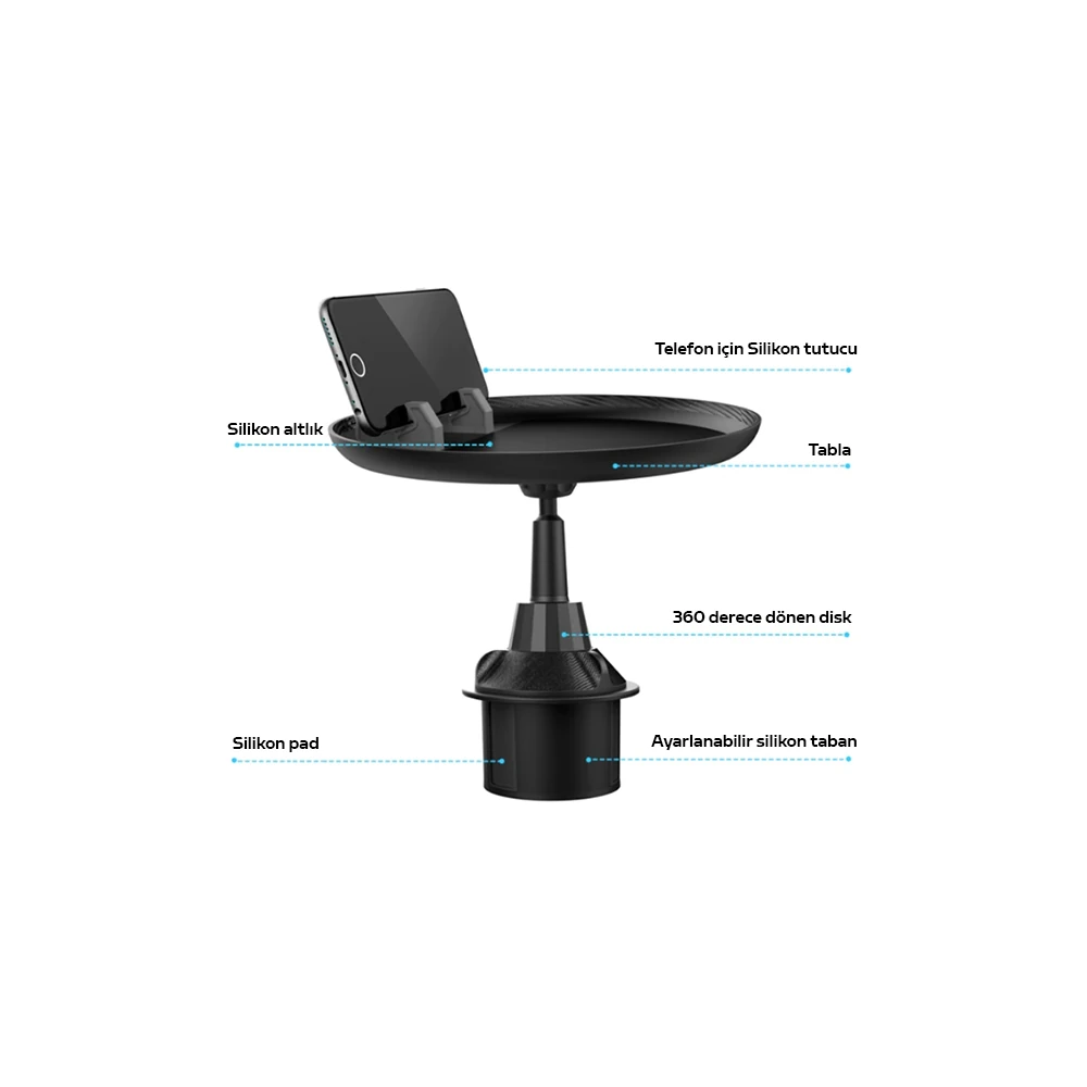 ALLY HS-P05 Universal Araç İçi Telefon Tutucu - Yemek Masası