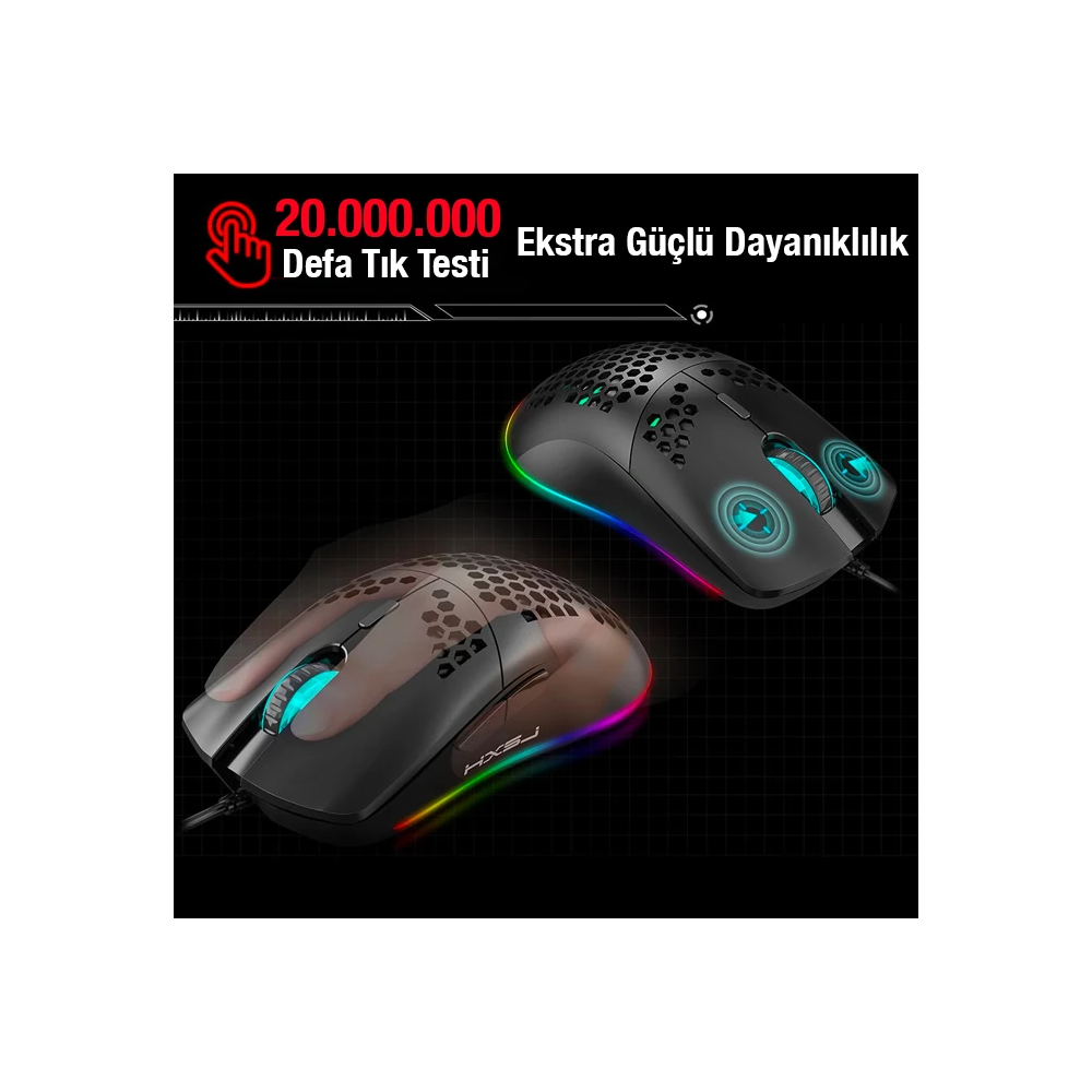 HXSJ J900 USB Kablolu RGB Dpi Oyuncu Mouse Gaming Mouse