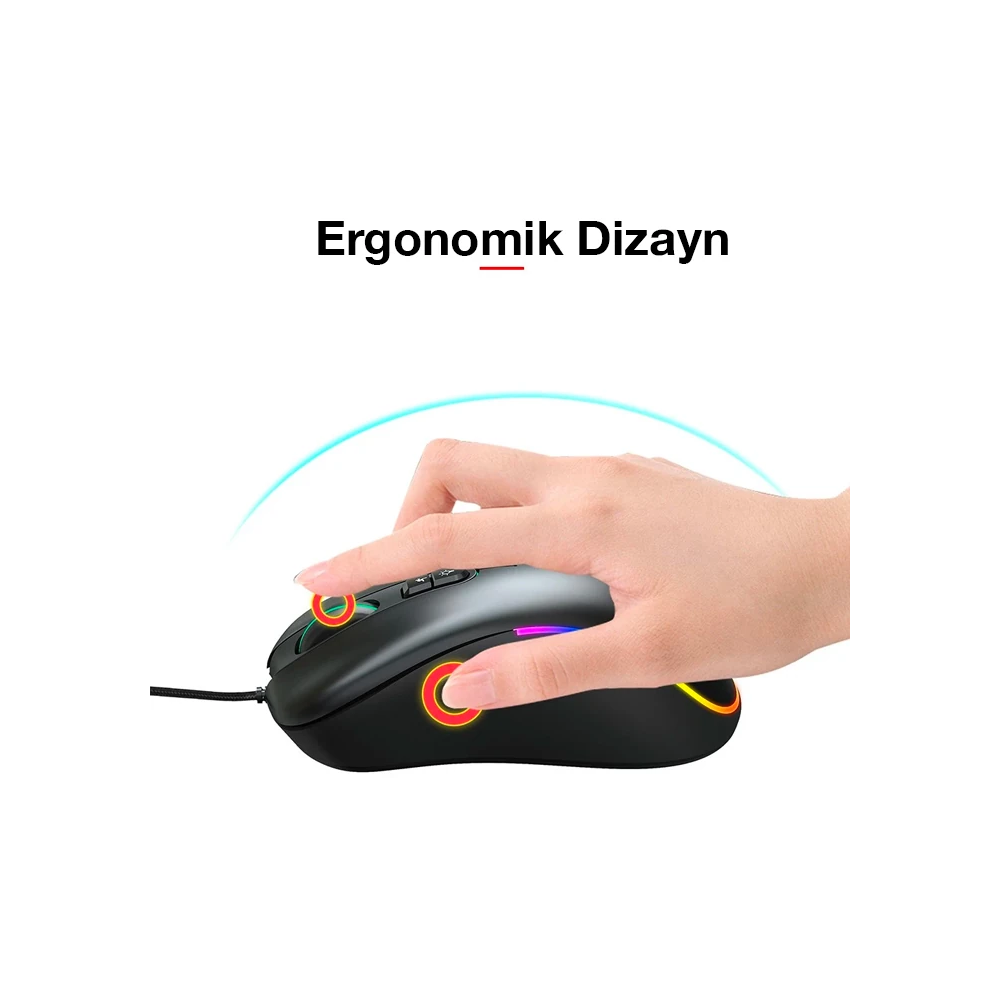HXSJ J900 USB Kablolu RGB Dpi Oyuncu Mouse Gaming Mouse