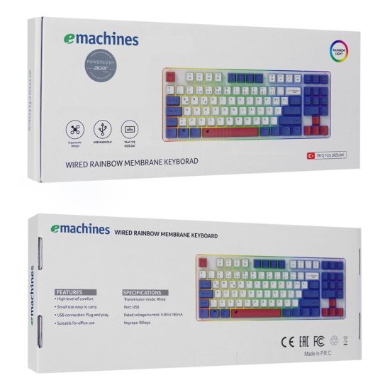ACER eMachines, EAK216, Beyaz, USB Kablolu, Rainbow Backlight, Membran