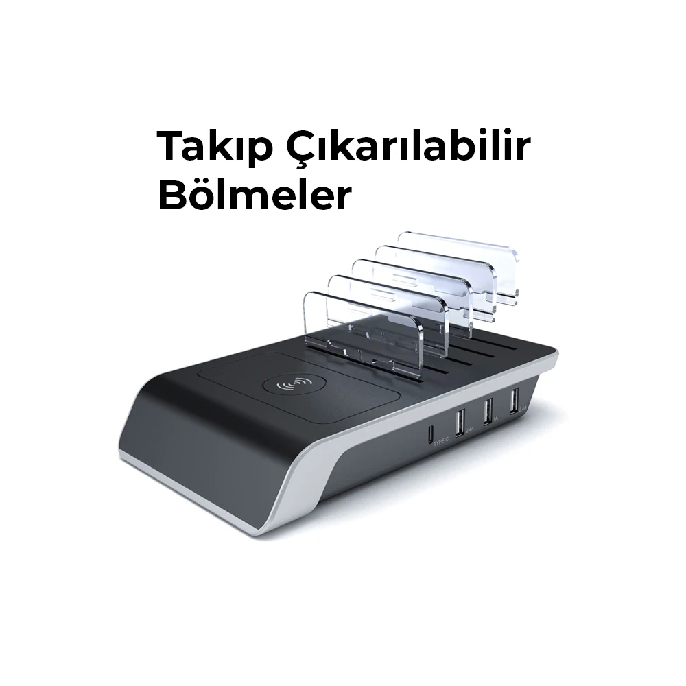 ALLY Multiport 10W Wireless Kablosuz Şarj Cihazı Organizer Stand