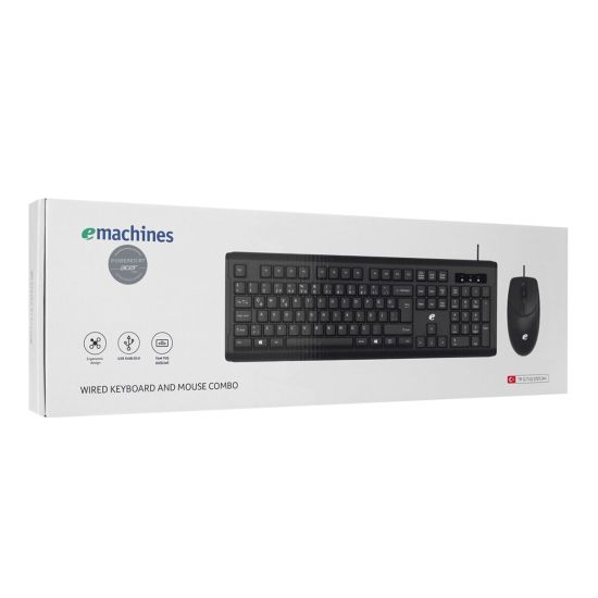 ACER eMachines, EAK9821S, Siyah, USB Kablolu, Türkçe Q, Klavye Mouse S