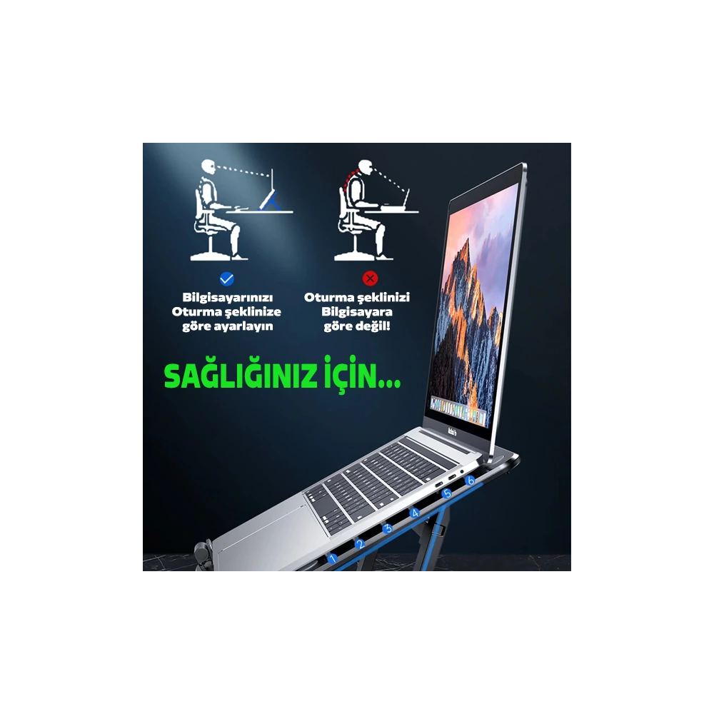 ALLY Ayarlanabilir Taban Çift Fanlı Tablet ve Laptop Soğutucu Stand
