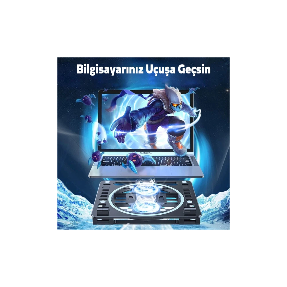 ALLY Ayarlanabilir Taban Çift Fanlı Tablet ve Laptop Soğutucu Stand