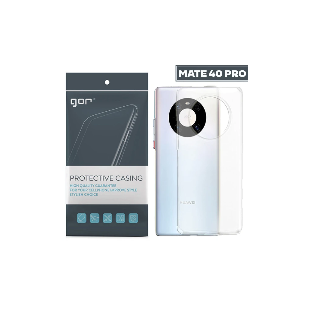 GOR Huawei Mate 40 Pro Kılıf Kamera Korumalı Şeffaf Silikon Kılıf