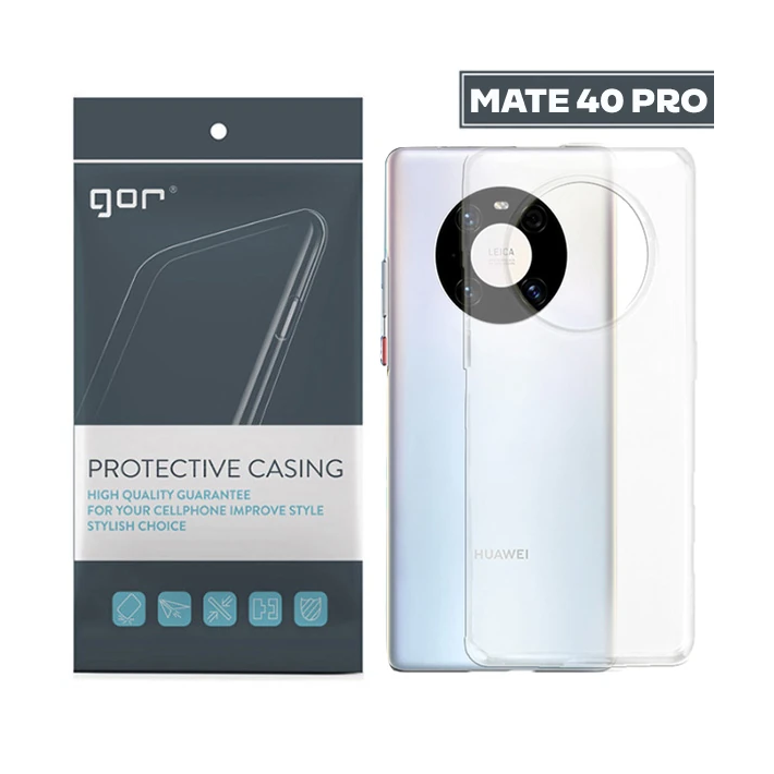GOR Huawei Mate 40 Pro Kılıf Kamera Korumalı Şeffaf Silikon Kılıf