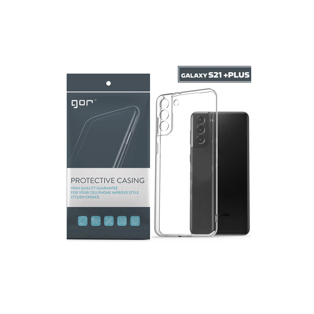 GOR Samsung Galaxy S21+ Plus Kılıf Kamera Korumalı Şeffaf Silikon Kılı
