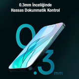 Baseus Crystal Serisi iPhone 15 Plus Full Koruma Tempered Cam Ekran Ko