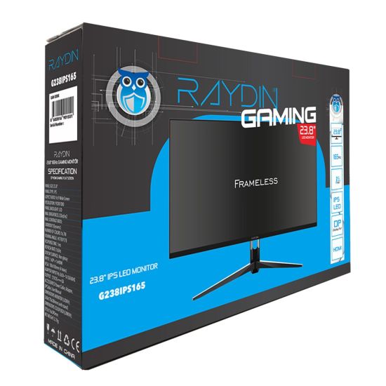 RAYDIN G238IPS165, 23.8", 1ms, 165Hz, Full HD, HDMI, DP, USB, Hop