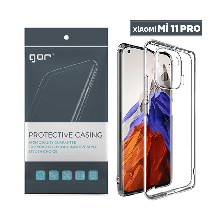 GOR Xiaomi Mi 11 Pro Kılıf Kamera Korumalı Şeffaf Silikon Kılıf