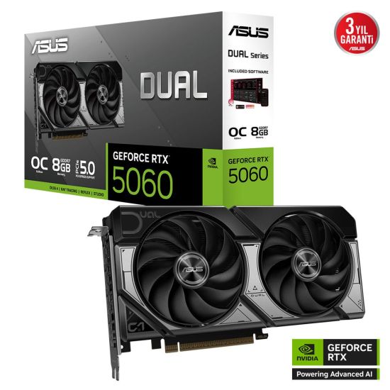 ASUS DUAL-RTX5060-O8G, 8Gb, 128Bit, GDDR7, 1xHDMI, 3xDP GAMING Ekran K