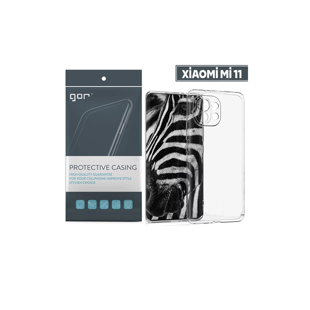 GOR Xiaomi Mi 11 Kılıf Kamera Korumalı Şeffaf Silikon Kılıf