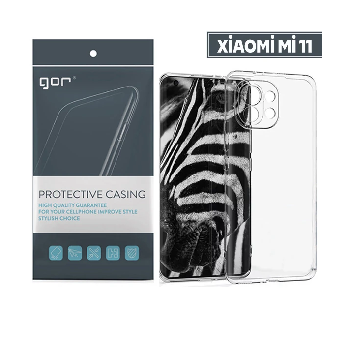 GOR Xiaomi Mi 11 Kılıf Kamera Korumalı Şeffaf Silikon Kılıf