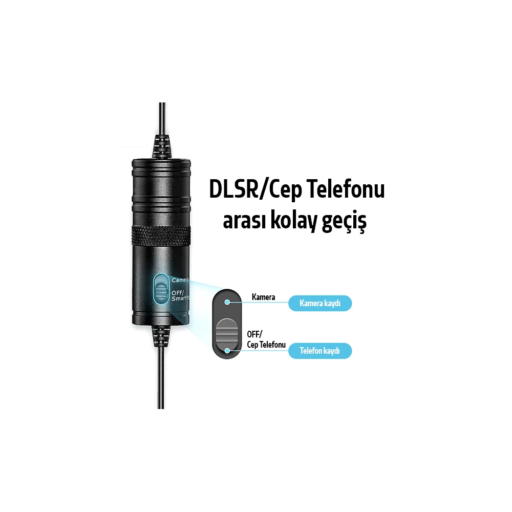 ALLY 3.5MM Universal Lavalier Kablolu Yaka Mikrofonu 6 Metre