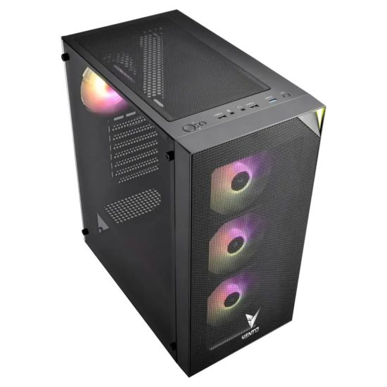 VENTO VG3400S Mid Tower, 750W 80+ Siyah, Temperli Cam, RGB, ATX GAMING