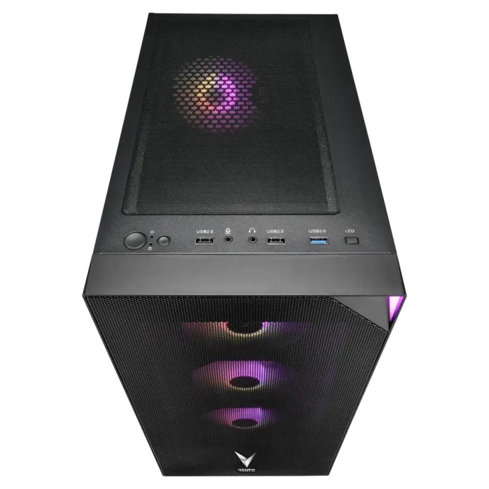 VENTO VG3400S Mid Tower, 750W 80+ Siyah, Temperli Cam, RGB, ATX GAMING
