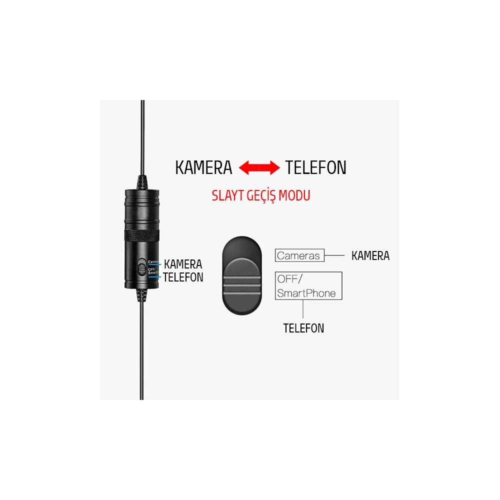 ALLY 3.5MM Universal Lavalier Kablolu Yaka Mikrofonu 6 Metre