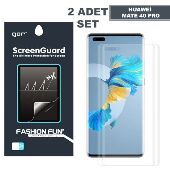 Gor Huawei Mate 40 Pro 3D Kavisli Full Kaplama Darbe Emici Ekran Koruy