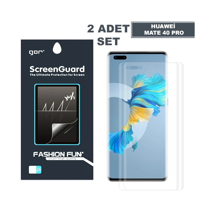 Gor Huawei Mate 40 Pro 3D Kavisli Full Kaplama Darbe Emici Ekran Koruy