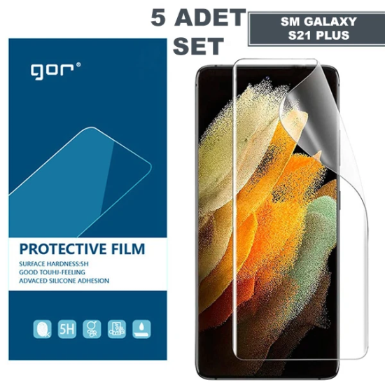 GOR SM Galaxy S21+Plus HD Darbe Emici Ekran Koruyucu Jelatin 5 Adet Se
