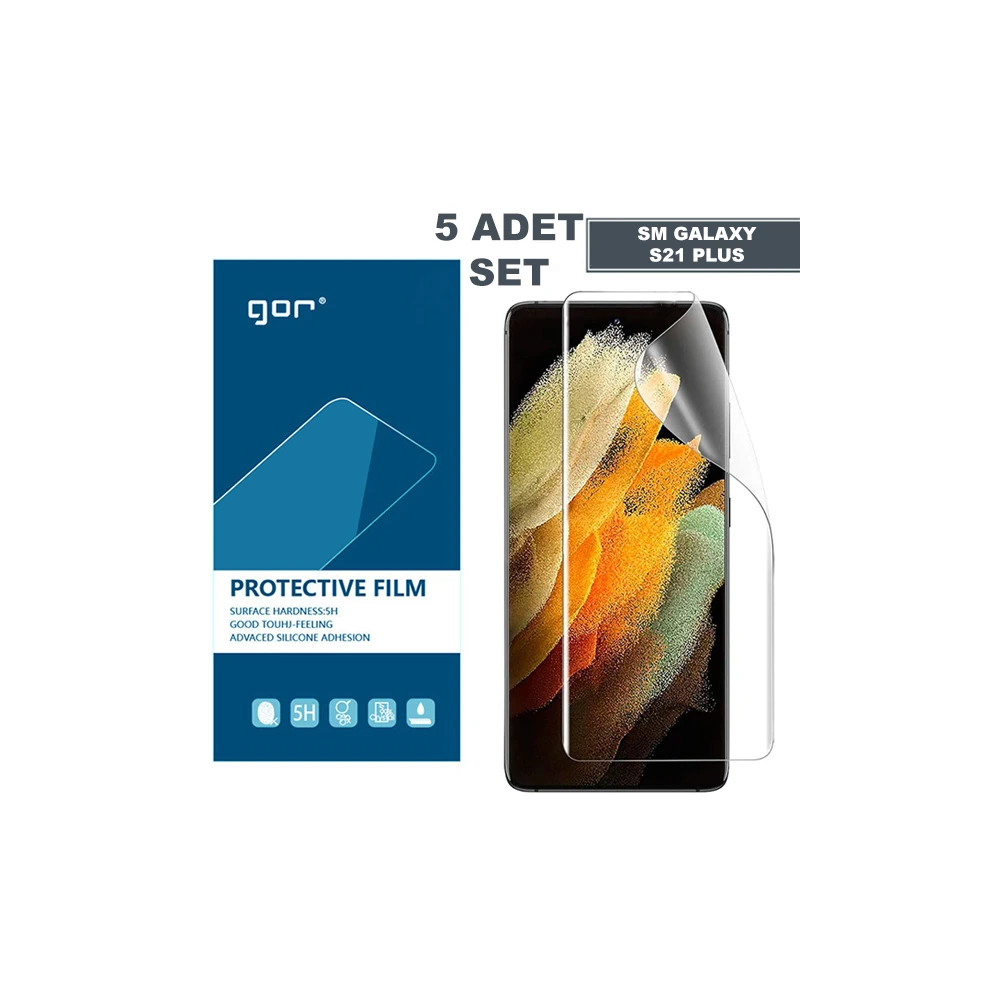 GOR SM Galaxy S21+Plus HD Darbe Emici Ekran Koruyucu Jelatin 5 Adet Se