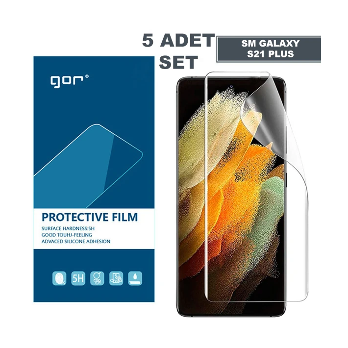 GOR SM Galaxy S21+Plus HD Darbe Emici Ekran Koruyucu Jelatin 5 Adet Se
