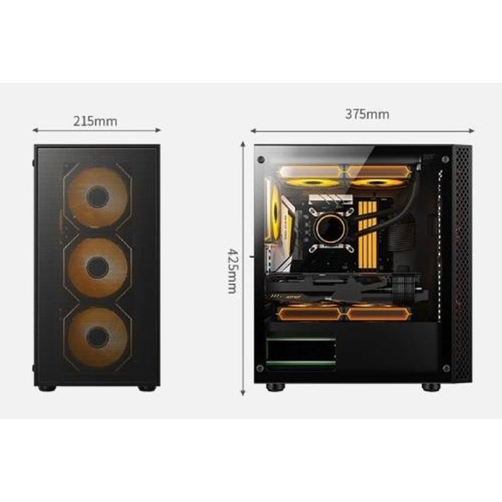 AZTECH SKY LINE AZT302B 600W TEMPERLİ CAM+MESH 4XRGB FAN+USB3.0 GAMING