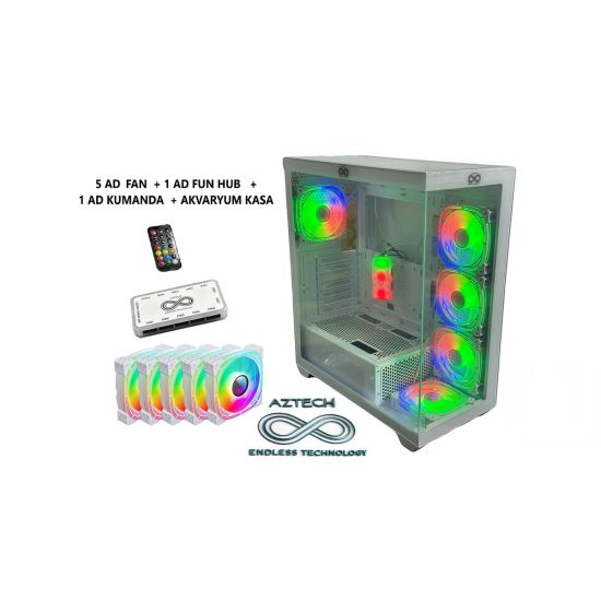 AZTECH AZT201-W 850W 80+ MODULER TEMPERLI CAM U.KUMANDALI+5XRGB FAN AK