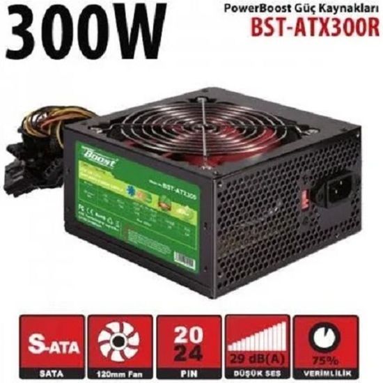 POWERBOOST BST-ATX300R 300W 12 Cm Kırmızı Fan Atx PSU RETAIL BOX (KUTU
