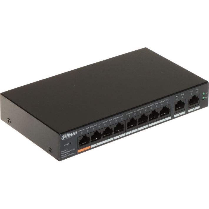 DAHUA CS4010-8ET-60, 8 Port, Megabit, PoE 60W, 2 Port Gigabit Uplink, 