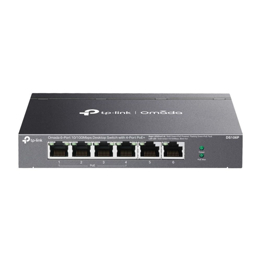 OMADA DS106P, 6 Port Megabit, 4 Port Megabit PoE+, 67W, Yönetilemez, M