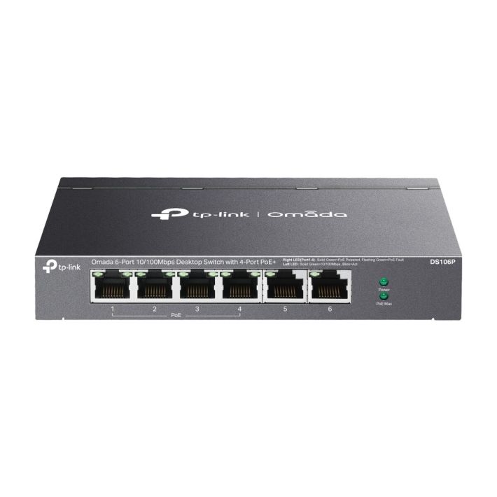 OMADA DS106P, 6 Port Megabit, 4 Port Megabit PoE+, 67W, Yönetilemez, M