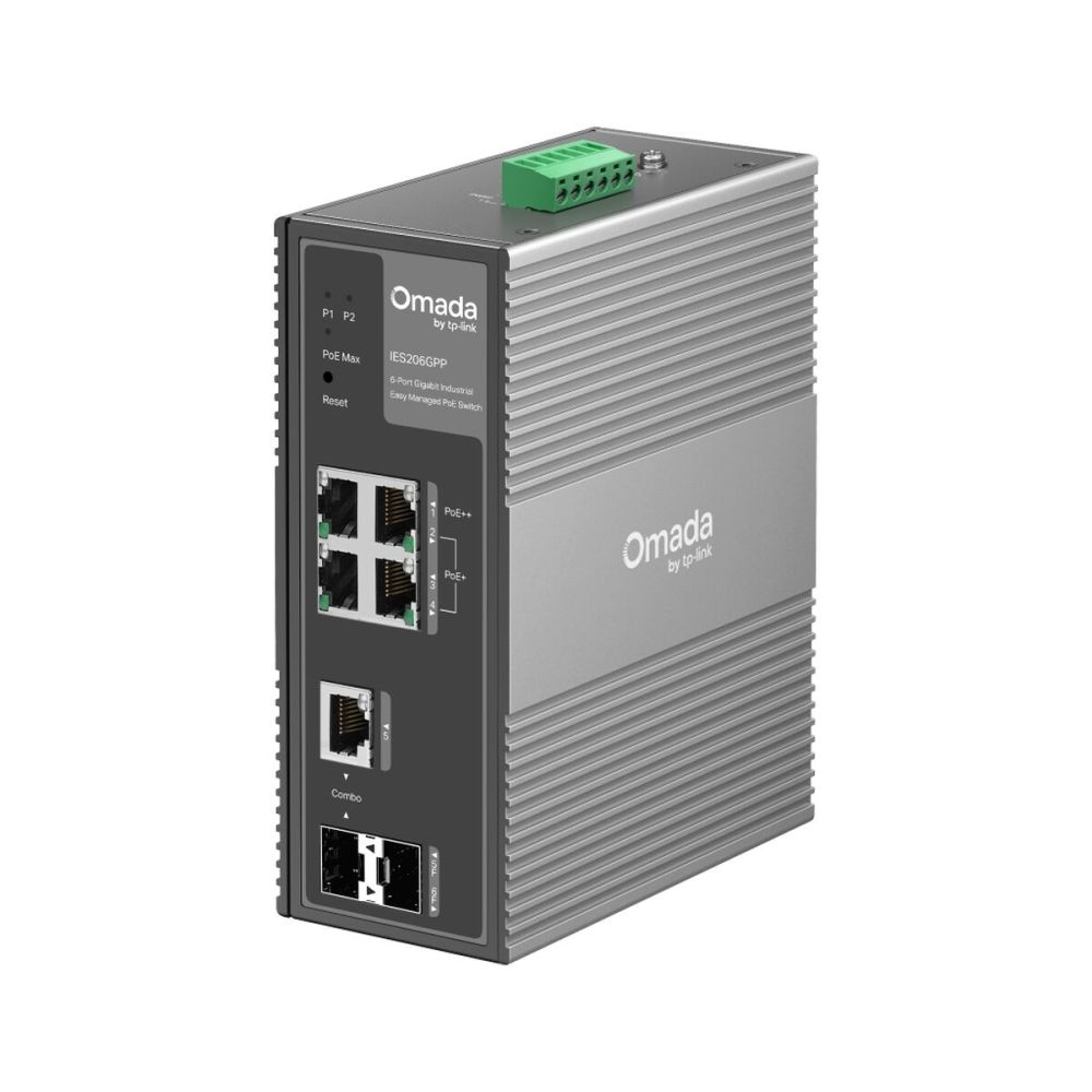 Omada IES206GPP Industrial, 6 Port Gigabit, 1Port Poe++, 3 Port Poe+, 