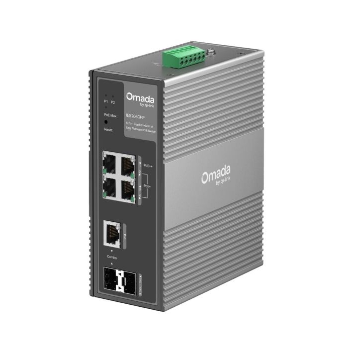 Omada IES206GPP Industrial, 6 Port Gigabit, 1Port Poe++, 3 Port Poe+, 
