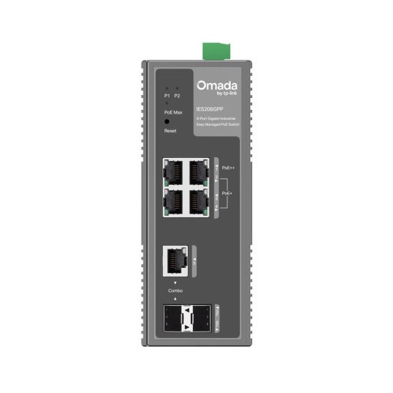 Omada IES206GPP Industrial, 6 Port Gigabit, 1Port Poe++, 3 Port Poe+, 