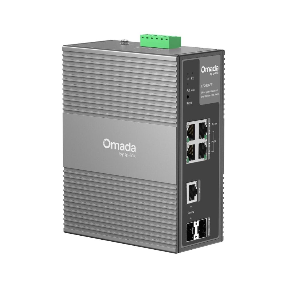 Omada IES206GPP Industrial, 6 Port Gigabit, 1Port Poe++, 3 Port Poe+, 