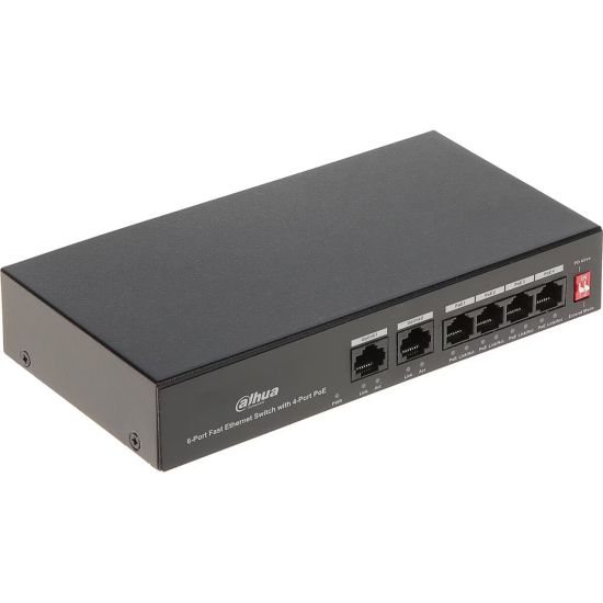 DAHUA PFS3006-4ET-36, 4 Port, Megabit, PoE 36W, 2 Port Uplink, Yönetil