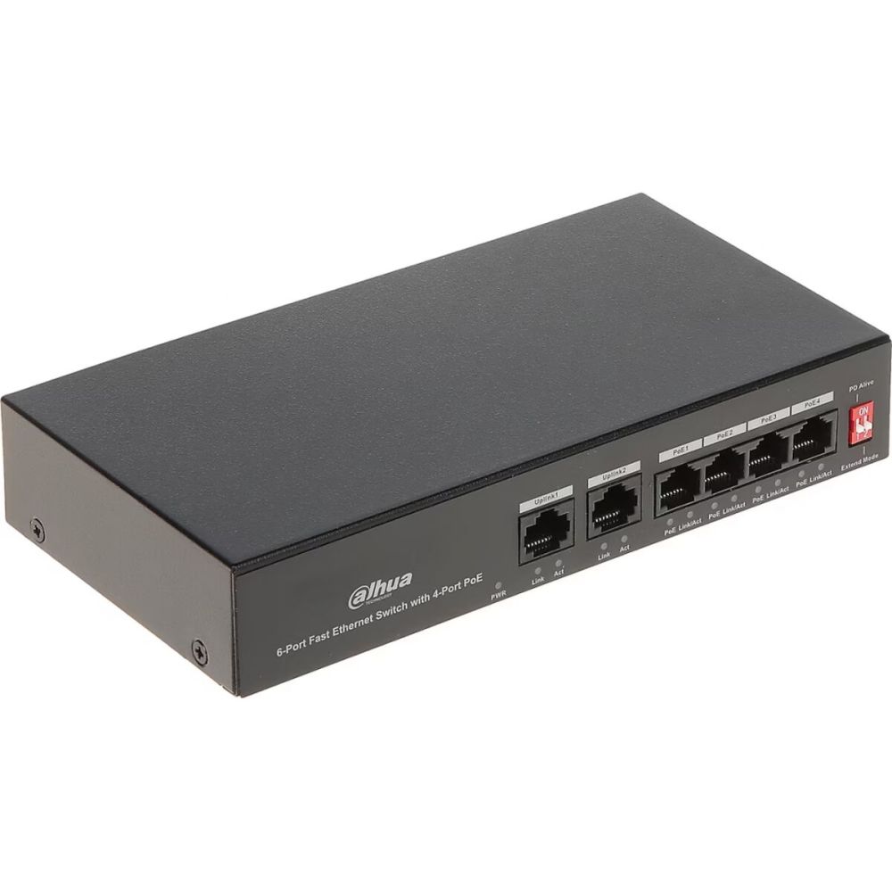 DAHUA PFS3006-4ET-36, 4 Port, Megabit, PoE 36W, 2 Port Uplink, Yönetil