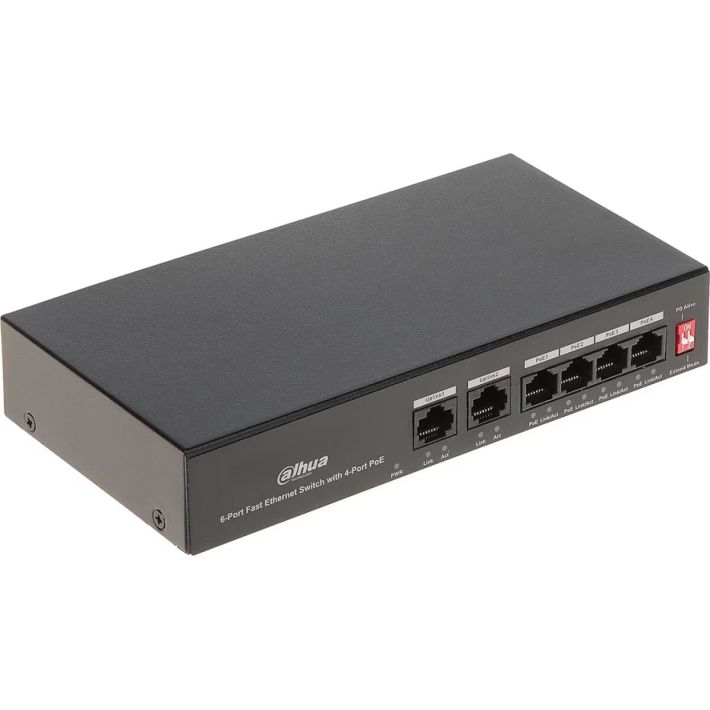 DAHUA PFS3006-4ET-36, 4 Port, Megabit, PoE 36W, 2 Port Uplink, Yönetil