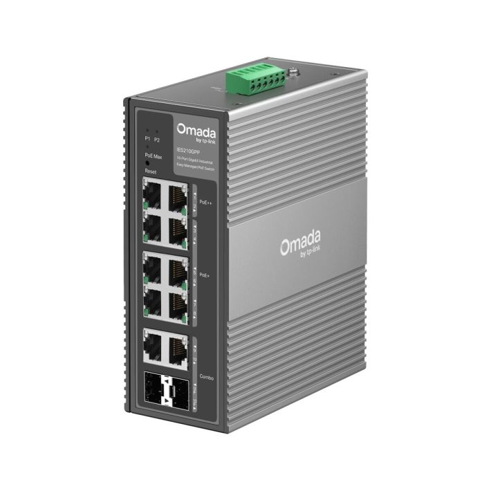 OMADA IES210GPP Industrial, 10 Port Gigabit, 6 Port Poe+, 2 Port Poe++
