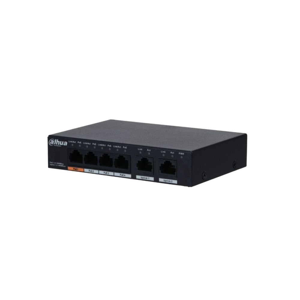 DAHUA PFS3006-4GT-60-V2, 4 Port, Gigabit, PoE 60W, 2 Port Uplink, Yöne