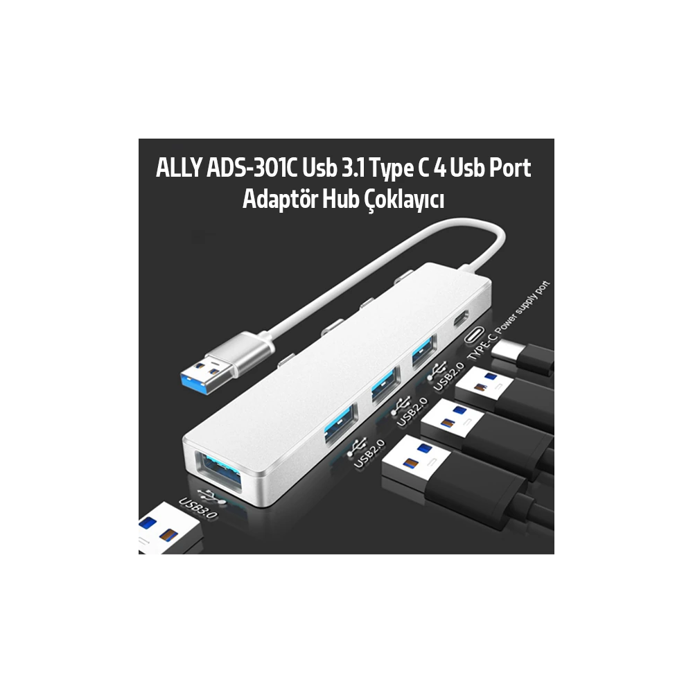 ALLY ADS-301A Usb 3.0 4 Usb Port Adaptör Hub Çoklayıcı 1 type C
