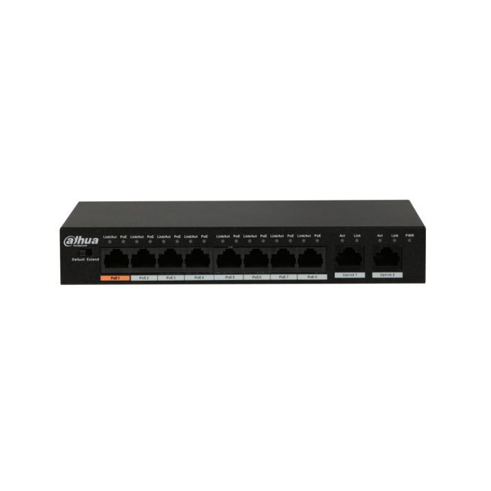 DAHUA PFS3010-8ET-96, 8 Port, MegaBit, PoE 96W, 2 Port GigaBit Uplink,