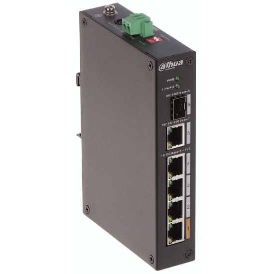 DAHUA PFS3106-4ET-60-V2, 4 Port, Megabit, PoE 60W, 1 Port Gigabit Upli