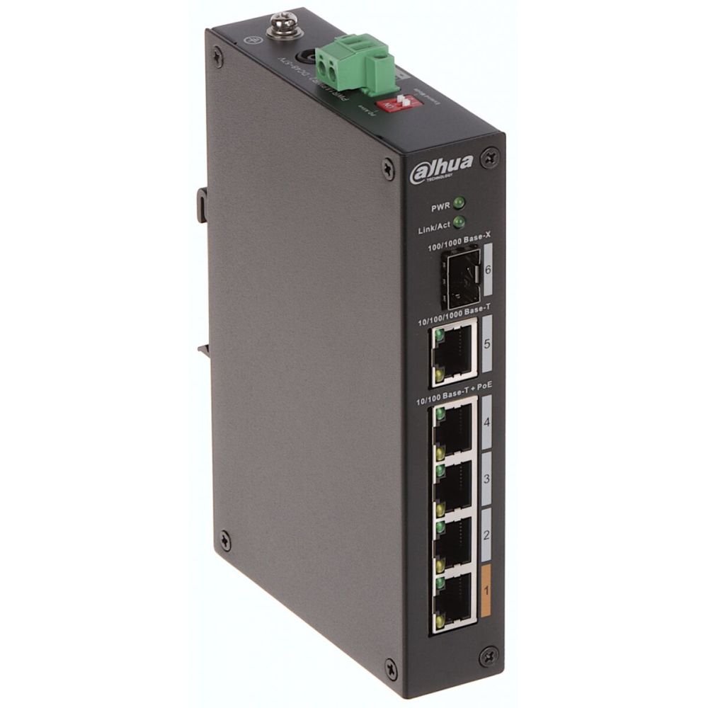 DAHUA PFS3106-4ET-60-V2, 4 Port, Megabit, PoE 60W, 1 Port Gigabit Upli