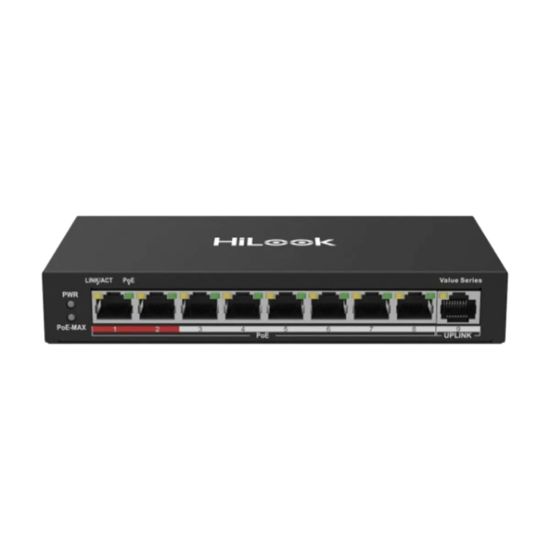 HILOOK NS-0109P-60(B), 8 Port, Megabit, PoE 60W, 1 Port Megabit Uplink