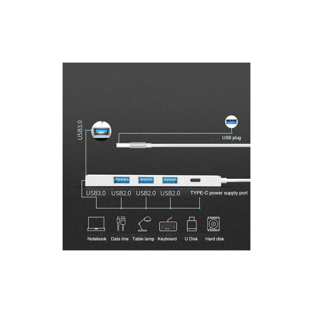 ALLY ADS-301A Usb 3.0 4 Usb Port Adaptör Hub Çoklayıcı 1 type C