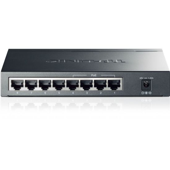 TP-LINK TL-SG1008P, 8 Port, GigaBit, 4 Port PoE, 55W, Yönetilemez, Met