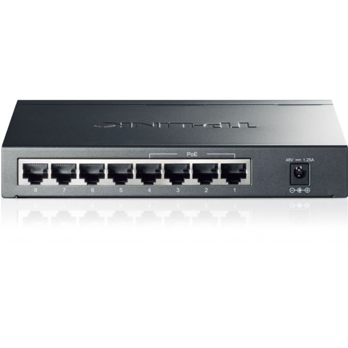 TP-LINK TL-SG1008P, 8 Port, GigaBit, 4 Port PoE, 55W, Yönetilemez, Met